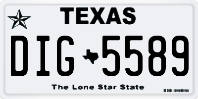 TX license plate DIG5589