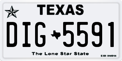 TX license plate DIG5591