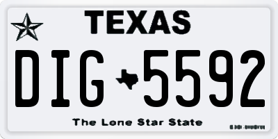 TX license plate DIG5592
