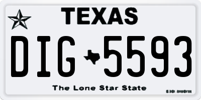 TX license plate DIG5593