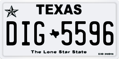 TX license plate DIG5596