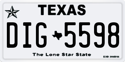 TX license plate DIG5598