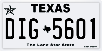 TX license plate DIG5601