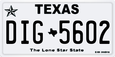 TX license plate DIG5602