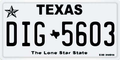 TX license plate DIG5603