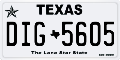 TX license plate DIG5605