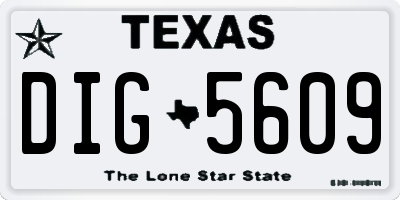 TX license plate DIG5609