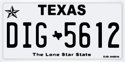 TX license plate DIG5612