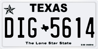 TX license plate DIG5614