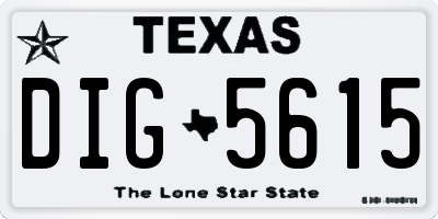TX license plate DIG5615