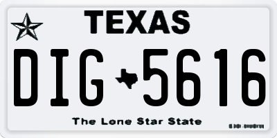 TX license plate DIG5616