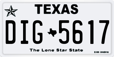 TX license plate DIG5617