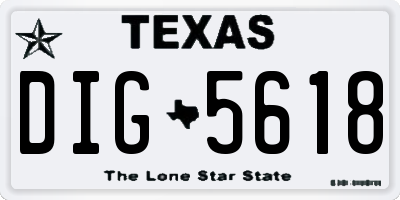 TX license plate DIG5618