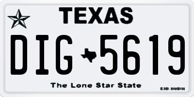 TX license plate DIG5619