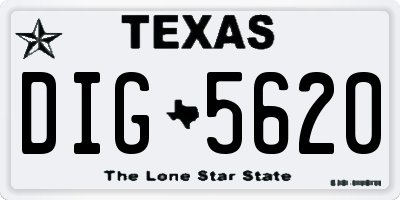 TX license plate DIG5620