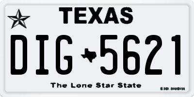 TX license plate DIG5621