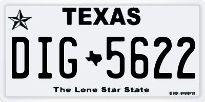 TX license plate DIG5622