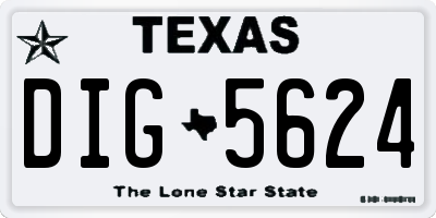 TX license plate DIG5624