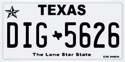 TX license plate DIG5626