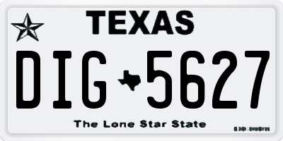 TX license plate DIG5627