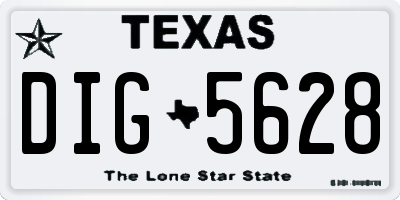 TX license plate DIG5628