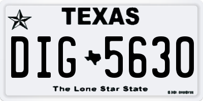 TX license plate DIG5630
