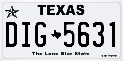 TX license plate DIG5631