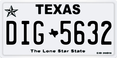 TX license plate DIG5632