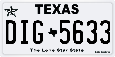 TX license plate DIG5633