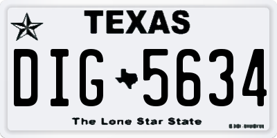 TX license plate DIG5634