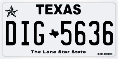 TX license plate DIG5636