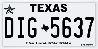 TX license plate DIG5637
