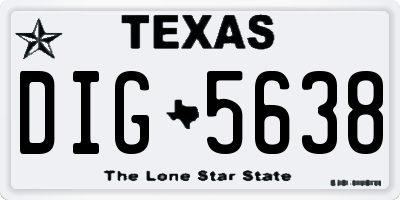 TX license plate DIG5638