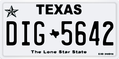 TX license plate DIG5642