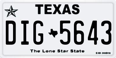TX license plate DIG5643