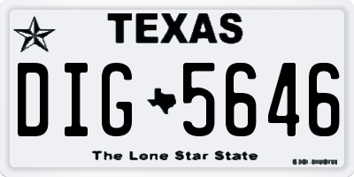 TX license plate DIG5646