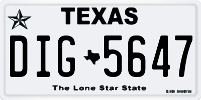 TX license plate DIG5647