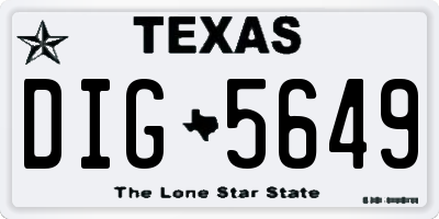 TX license plate DIG5649