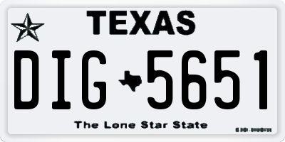 TX license plate DIG5651