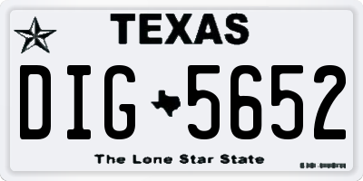 TX license plate DIG5652