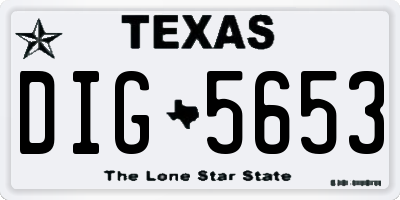 TX license plate DIG5653