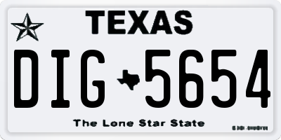 TX license plate DIG5654