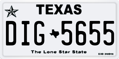 TX license plate DIG5655