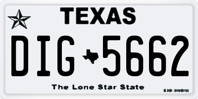 TX license plate DIG5662