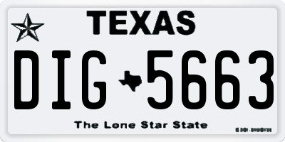 TX license plate DIG5663