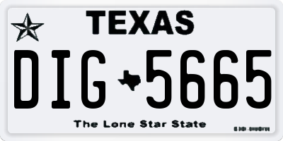 TX license plate DIG5665
