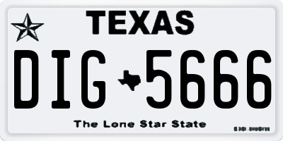 TX license plate DIG5666