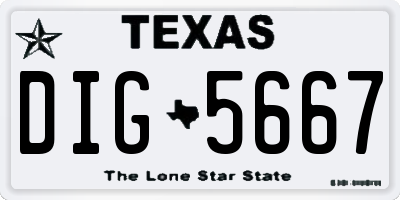 TX license plate DIG5667