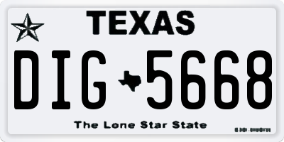 TX license plate DIG5668