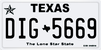 TX license plate DIG5669